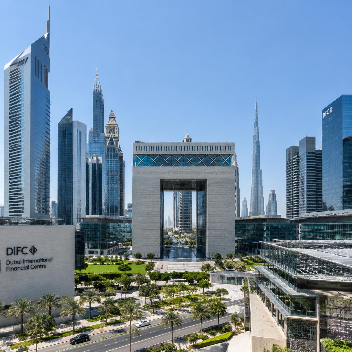 DIFC Gate District skyline in central Dubai